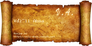 Váli Absa névjegykártya